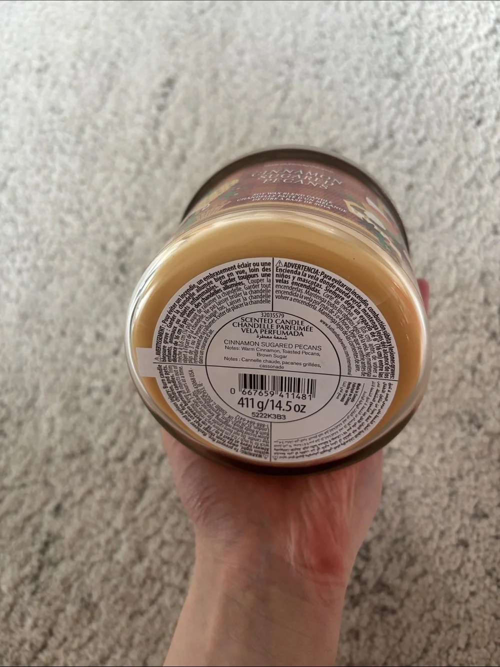Bath & Body Works Cinnamon Sugared Pecans 3 Wick Candle NWT - Picture 3 of 3